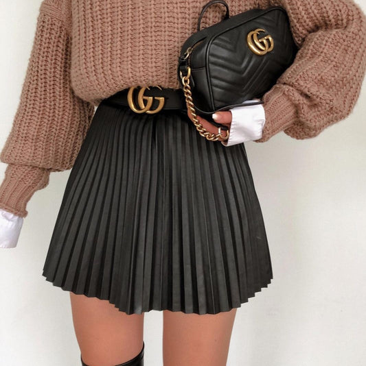 Draped Knitted Mini Skirt