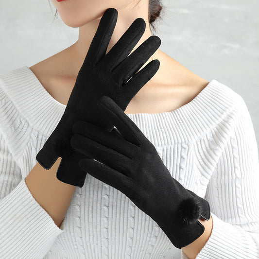 Suede Warm Finger Gloves