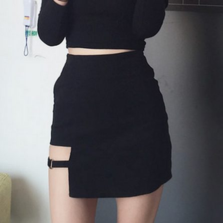 Korean Style Black Hip Skirt