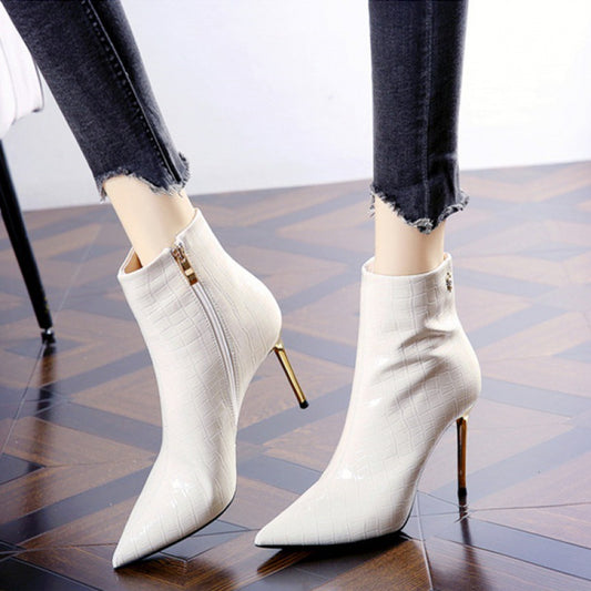 Pointed High Heels Leather Boots
